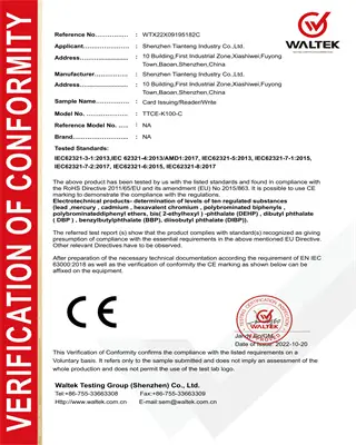 K100-C CE Certificate