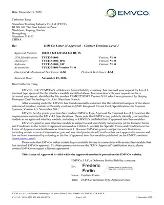 M800 EMV Certificate